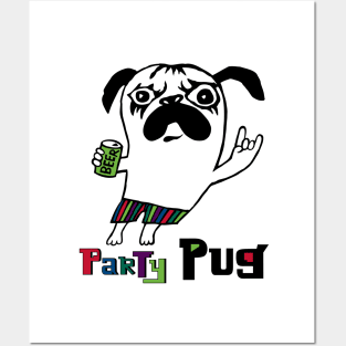 Party Pug Posters and Art